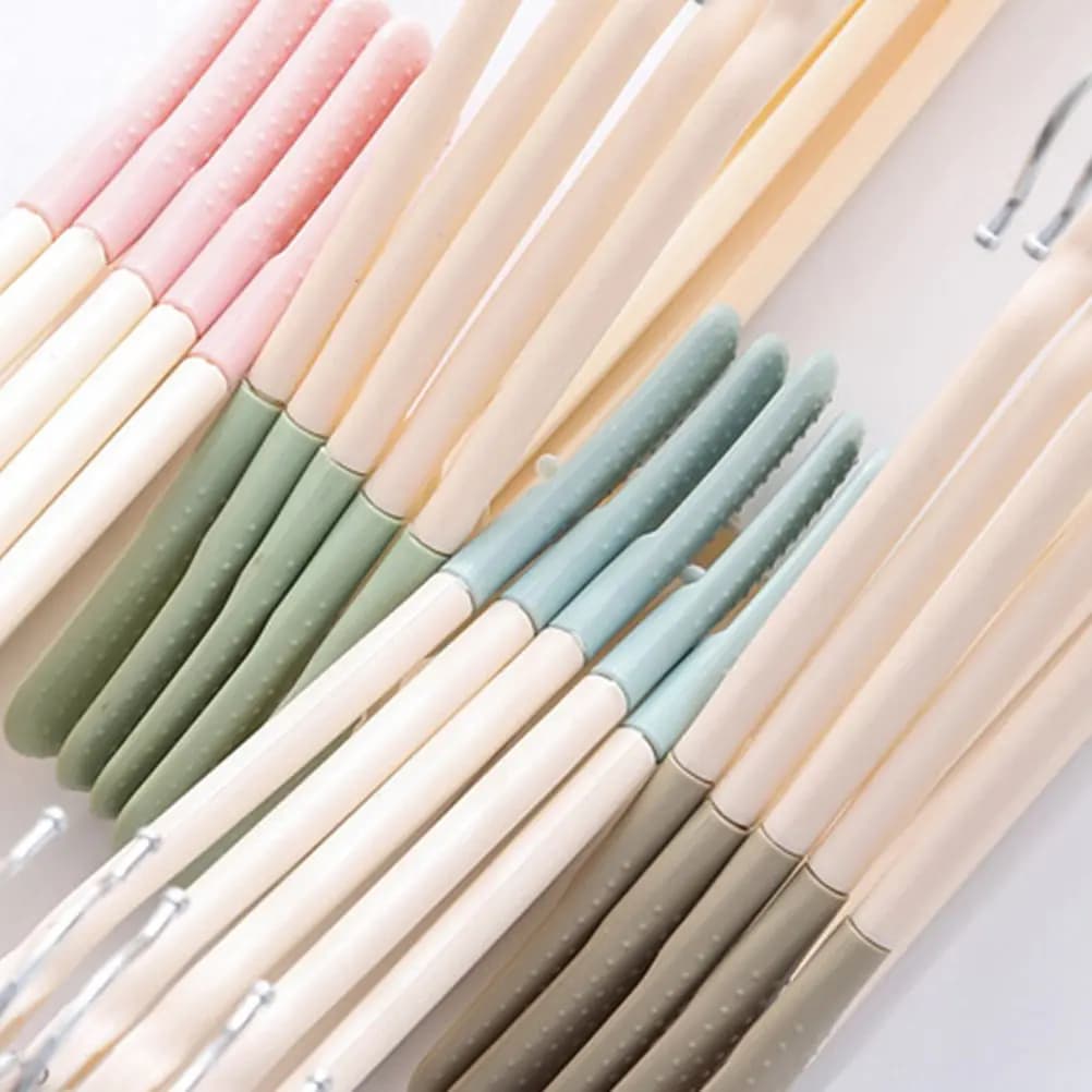 10 Pezzi Grucce Antiscivolo Senza Tracce in Plastica Larghe per Asciugare Vestiti, Cappotti e Pantaloni, Rosa, Senza Bordi, Ganci Rotanti