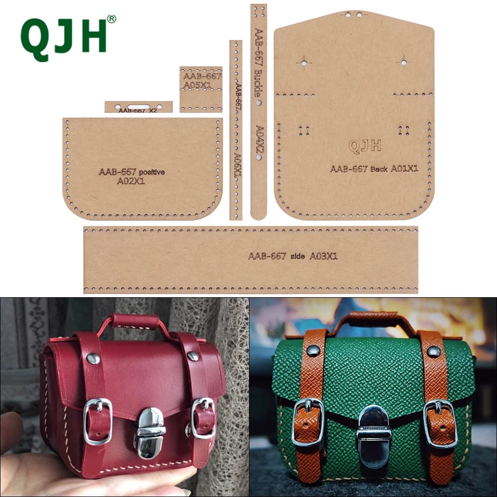 DIY Sewing Mini Bag Stencils, Kraft Paper Template with Punching Hole, Mini Leather Hand Bag Paper Drawing Patterns