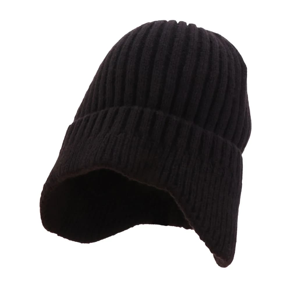 Fashion Solid Color Winter Earmuff Cap Windproof Outdoor Knitted Earmuff Hat Skiing Thick Warm Beanie Hat Men Women