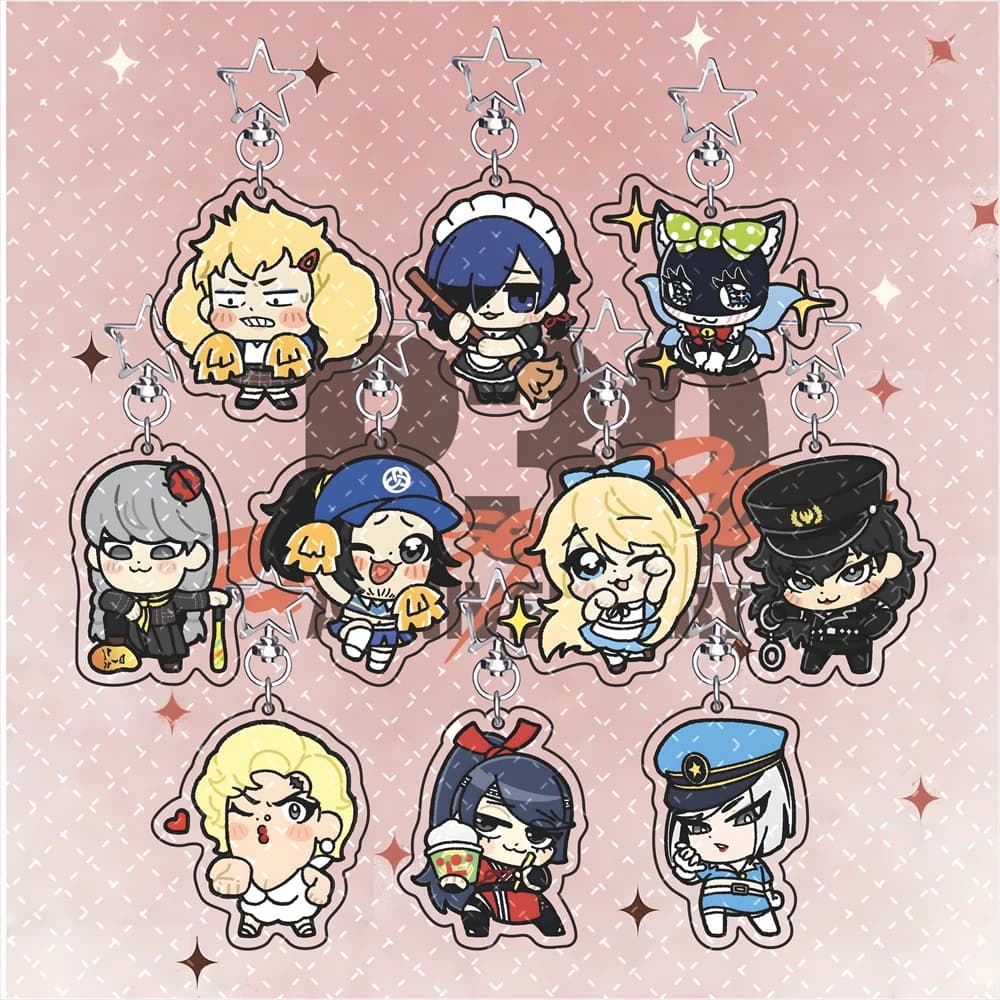 Persona Series 6cm Costume‑Style Acrylic Keychain Star Clasp Bag Charm Keyring Pendant, Collectible Decor Gift for Fans