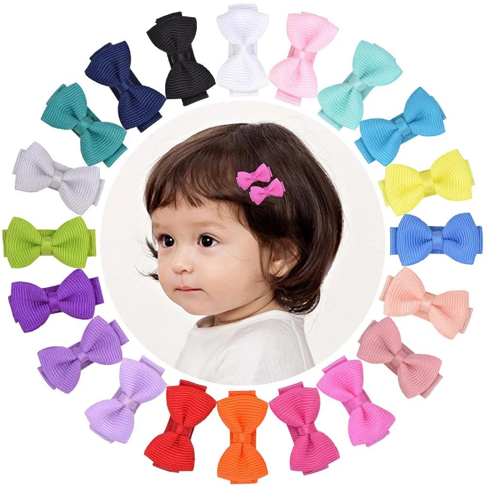 Mini 1.2 inch hair flakes in solid color with clip for girls, hair clips with ribbon, safety flakes, hair accessories.