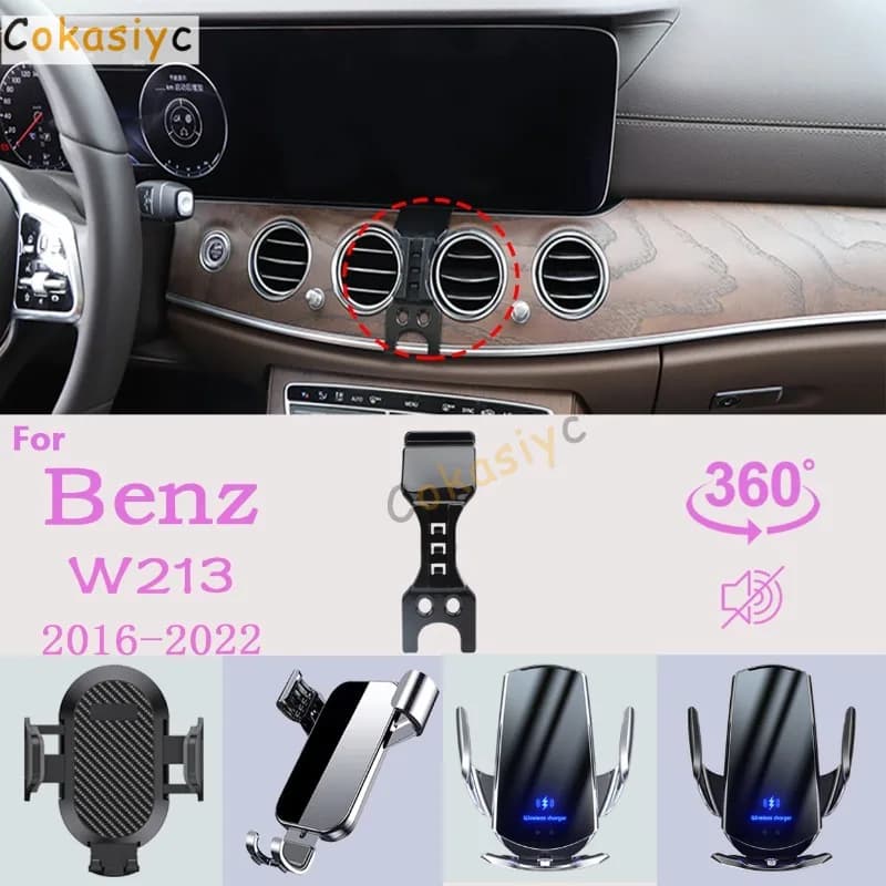 Car Phone Holder For Benz E Class W213 2016 2017 2018-2022 Mobile Phone Support Car Mounts Wireless Charging Car Accessories