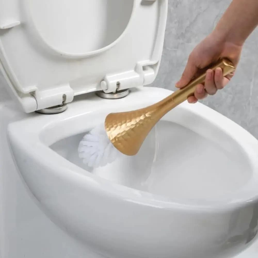 Adea Holder Spazzola per WC Domestica Nuova Dorata di Alta Gamma con Manico Lungo Anti-graffio e Base