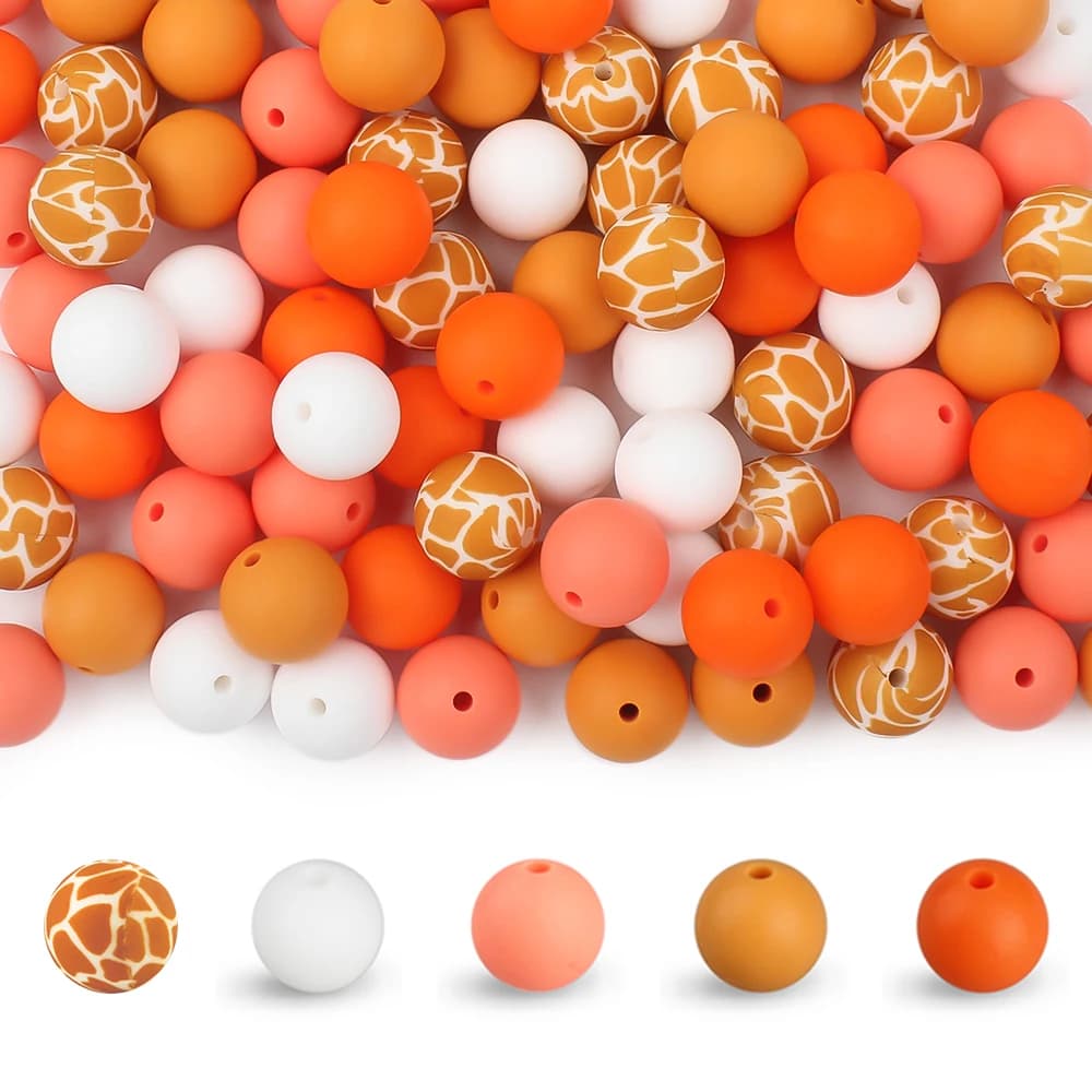 10/20/30 pz 15mm 12mm Perle di Silicone Rotonde Stampate Stampa Leopardo Perline di Silicone per la Produzione di Gioielli FAI DA TE Pinze penna in rilievo portachiavi