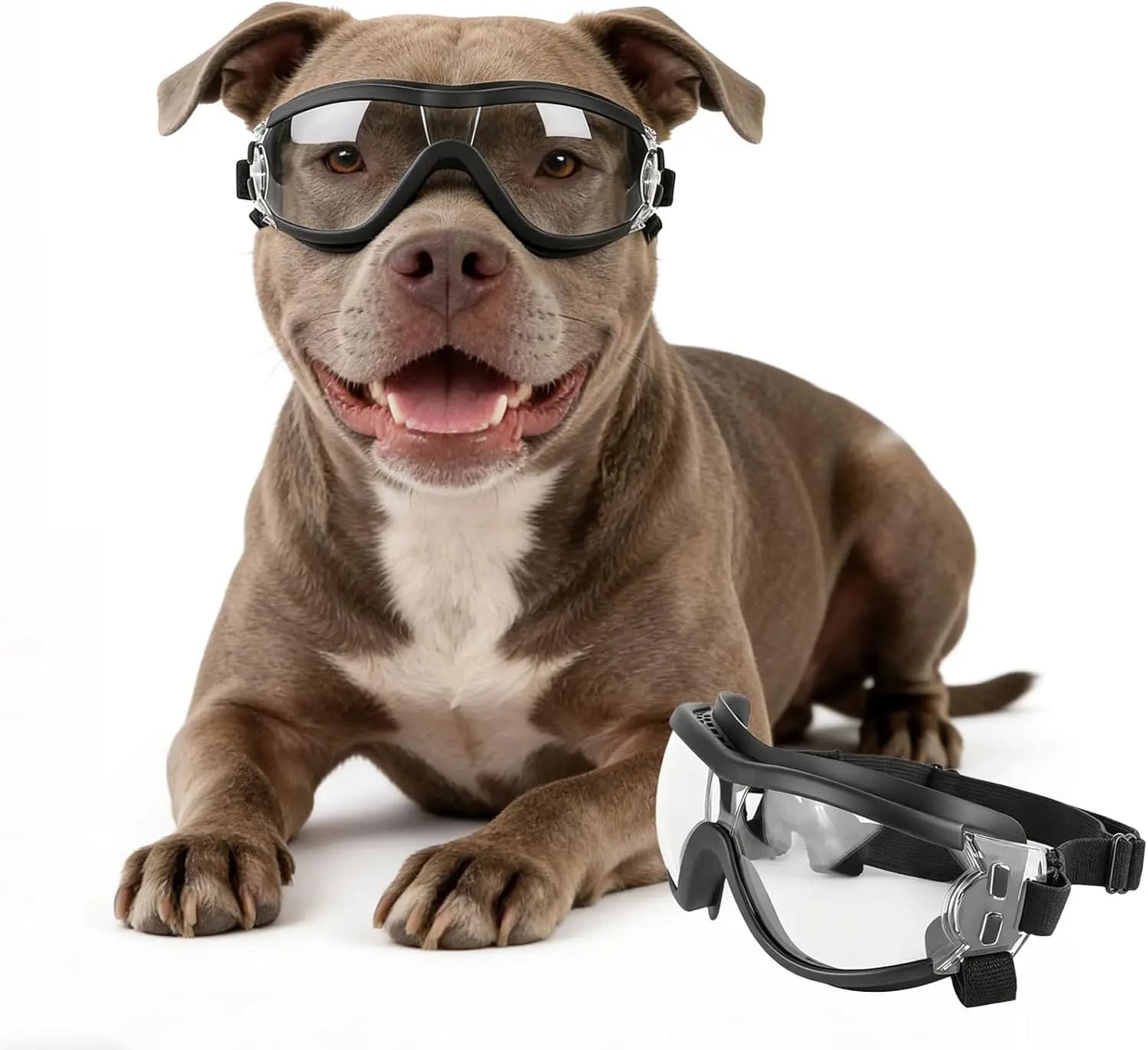 Adjustable Pet Goggles for Dogs Transparent Style Windproof Snowproof UV-blocking Large Eye Wear Protection Glasses dog supplies