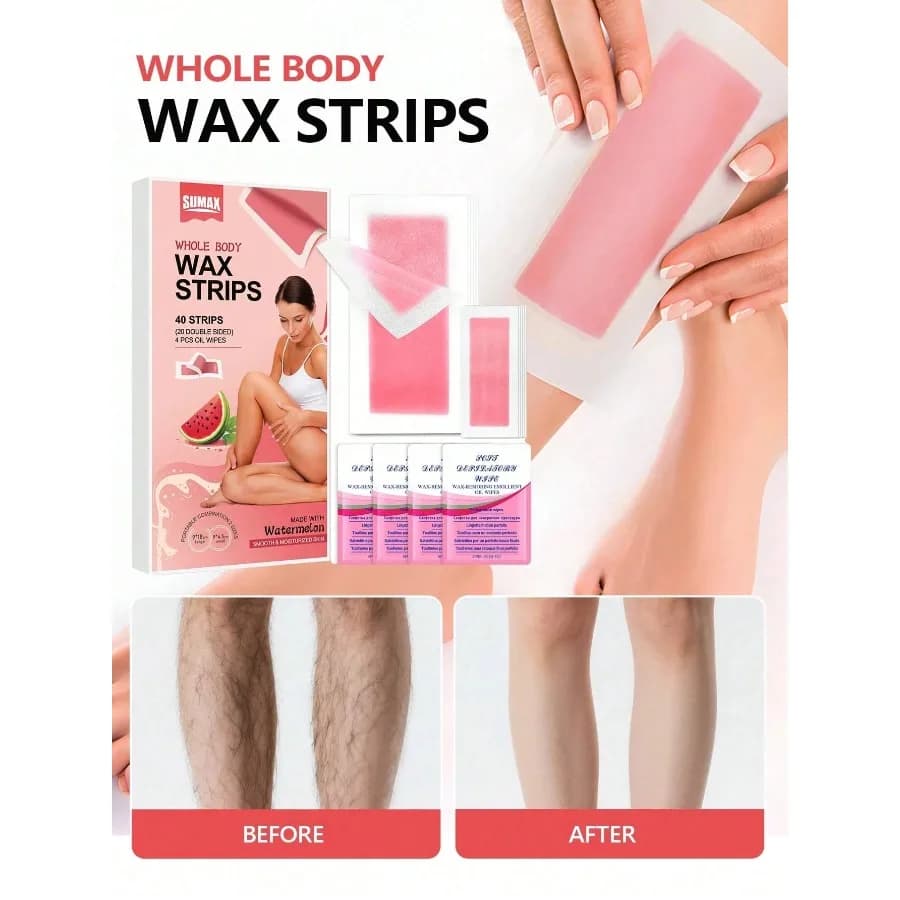 40/80 PCS Strips + 4 Soothing Oil Wipes Professional Hair Removal Wax Strips Summer Depilation Paper for Leg Body Face