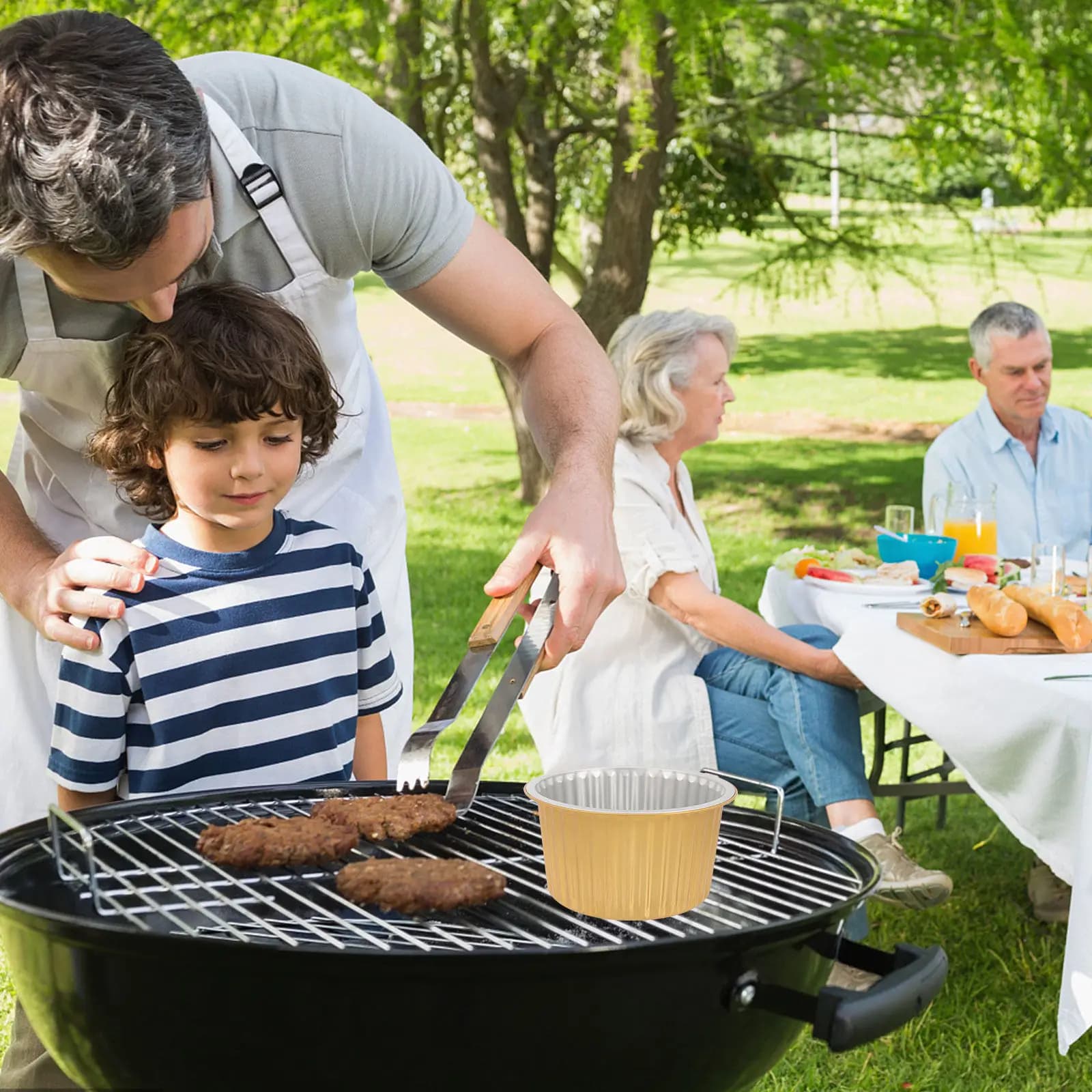 10 Pezzi Vaschette in Alluminio Spesso Multiuso Monouso per Cottura, Arrosto, Friggitrice ad Aria, Accessori BBQ, Contenitori per Alimenti