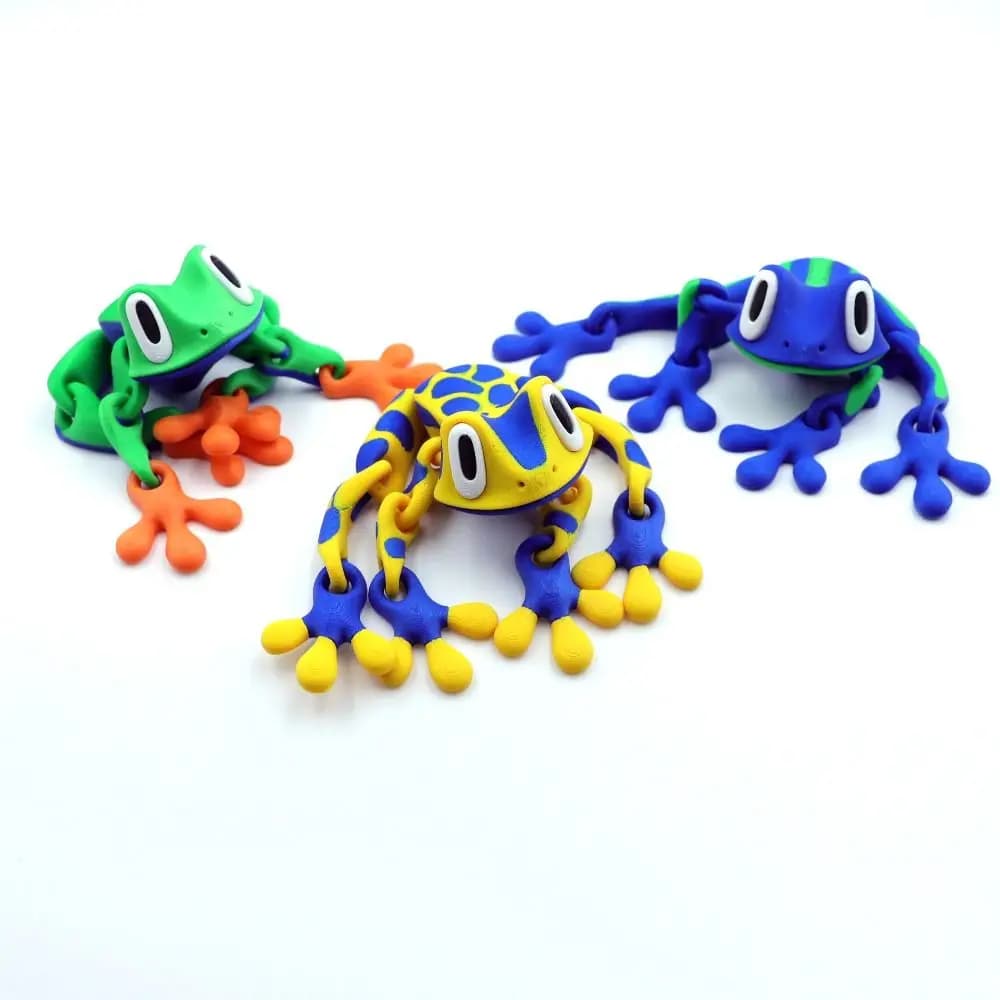 Modello di Rana Stampato in 3D con Articolazioni Mobili, Scultura di Rana Cartoon Magnetica, Artigianato Realistico, Regalo di Compleanno