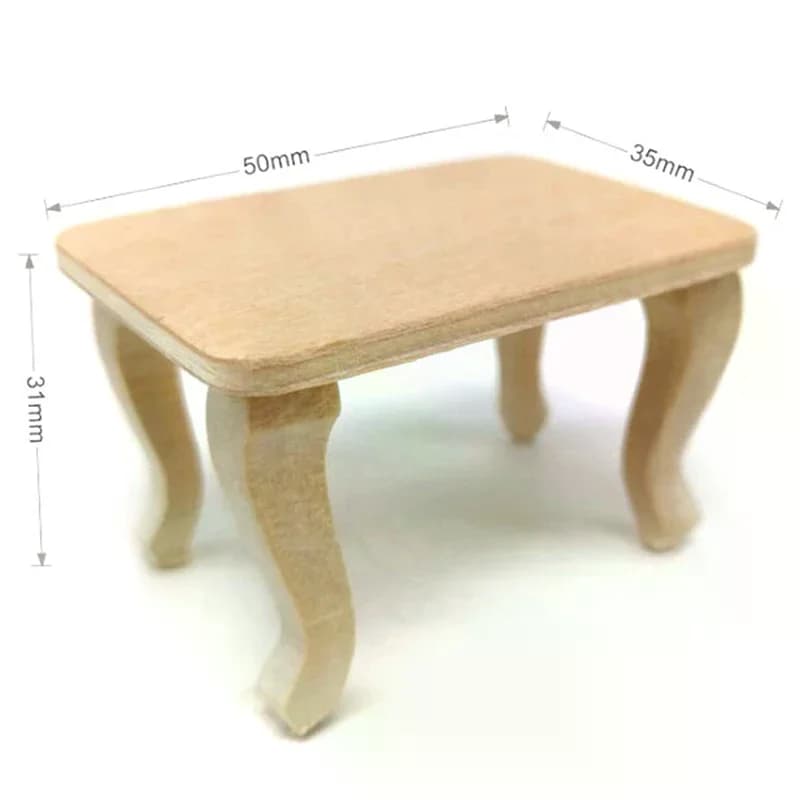 Mini Tavolo in Legno Fai-da-Te per Casa delle Bambole, Accessori in Miniatura 1:12