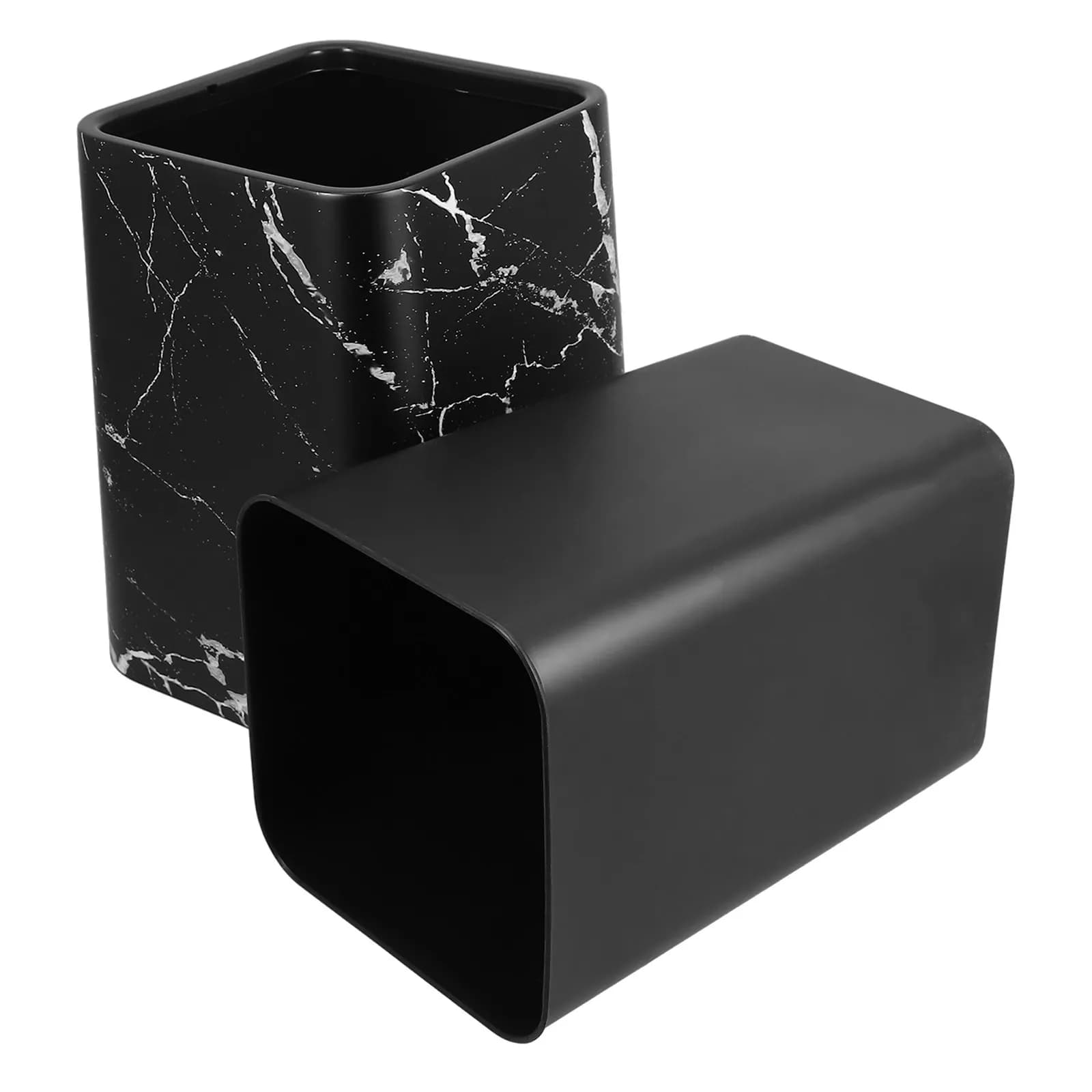 Cestino per Rifiuti in Marmo, Design a Doppio Strato, Ampia Apertura, Materiale PP Resistente, Moderno Cestino per Bagno, Cestino per Rifiuti da Cucina, Cesto per Camera da Letto