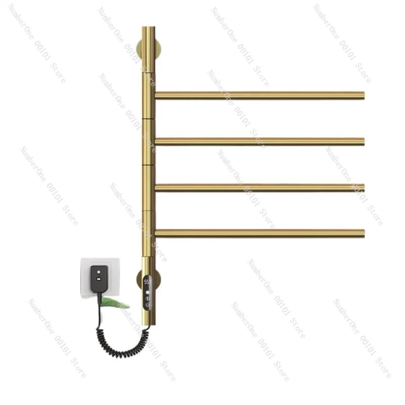 Scaldasalviette Elettrico Girevole Grigio Canna di Fucile, Scaldasalviette Riscaldato da Bagno con Timer Intelligente, Design Regolabile