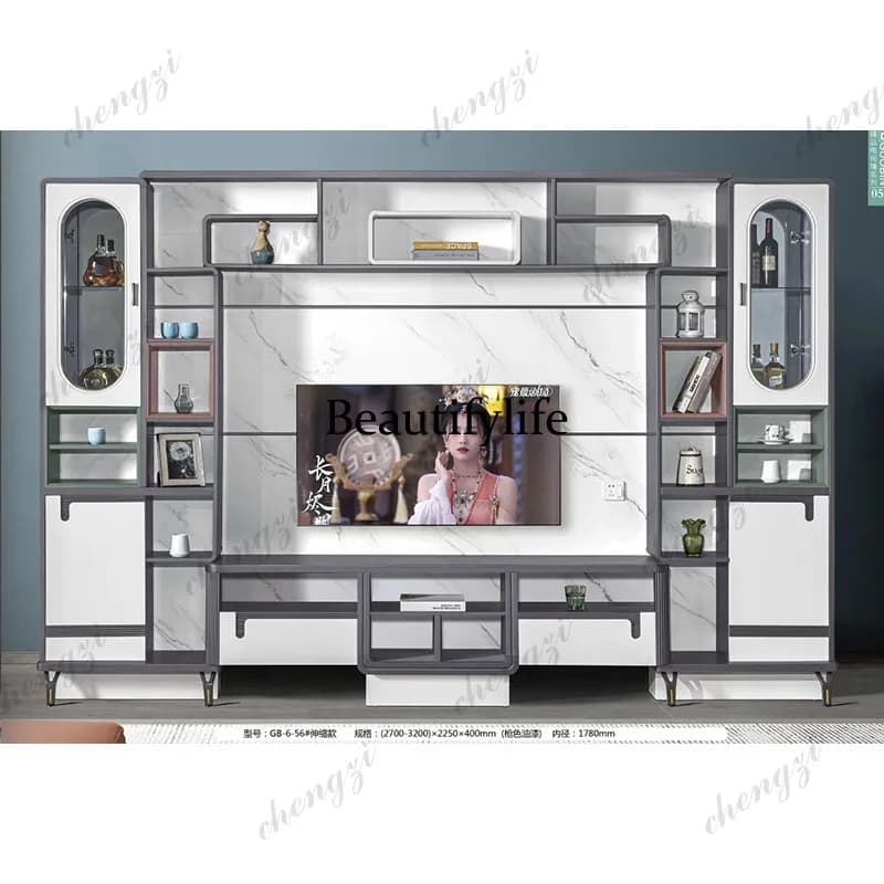 Modern speakers Karaoke machine TV cabinet overall background wall cabinet, simple video wall cabinet