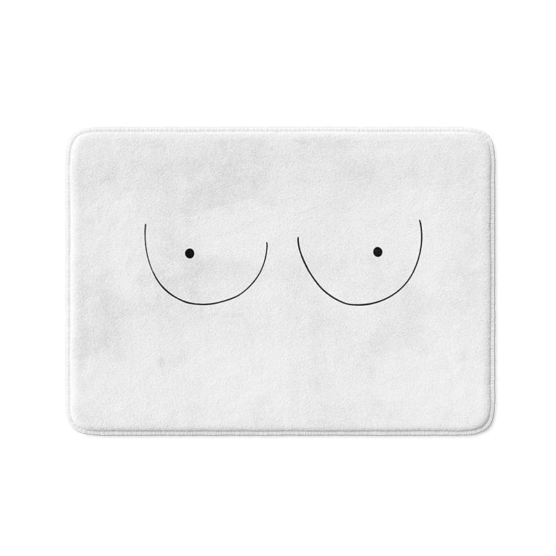 Aertemisi Boobs Get Naked Funny bath mat with anti slip base Super cozy absorbent flannel floor carpet