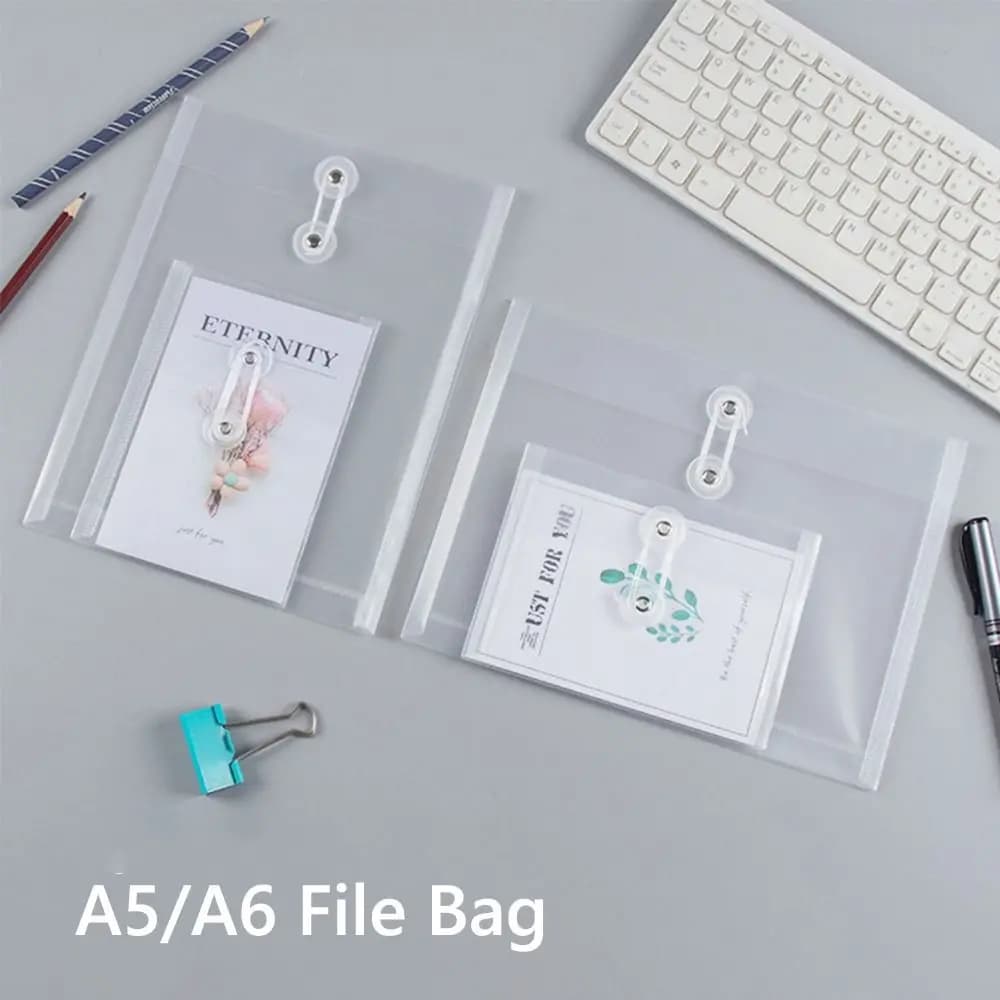 Thickened A5/A6 File Folder Transparent Plastic File Bag Waterproof Stationery Bag Students