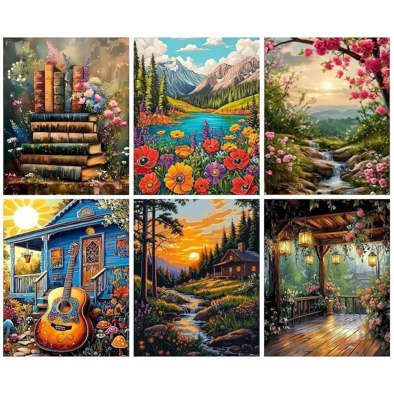CHENISTORY Acrylic Paint By Number Landscape Handpainted Painting Drawing On Canvas DIY Pictures By Numbers Kits Home Decor Uniq