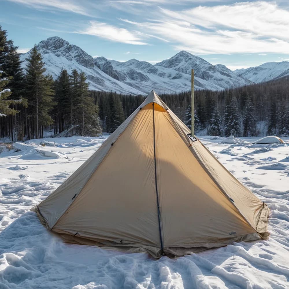 Tenda Riparo Calda per Esterni con Design Ignifugo e Foro per Camino per Campeggio Invernale