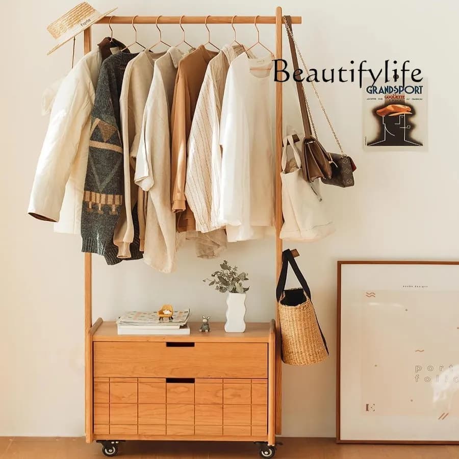 Modern Bedroom From Floor To Ceiling Clothes For Home Hanging Clothes Small Multifunctional Mobile Dust Coats