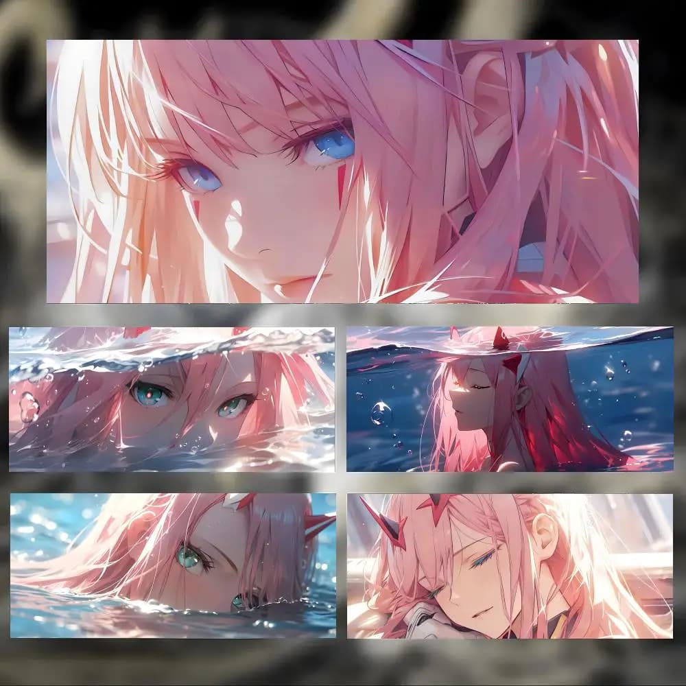 Tappetino per mouse anime carino D-DARLING in the F-FRANXX DitF Zero Two, grande e spesso, con bordi cuciti, per PC
