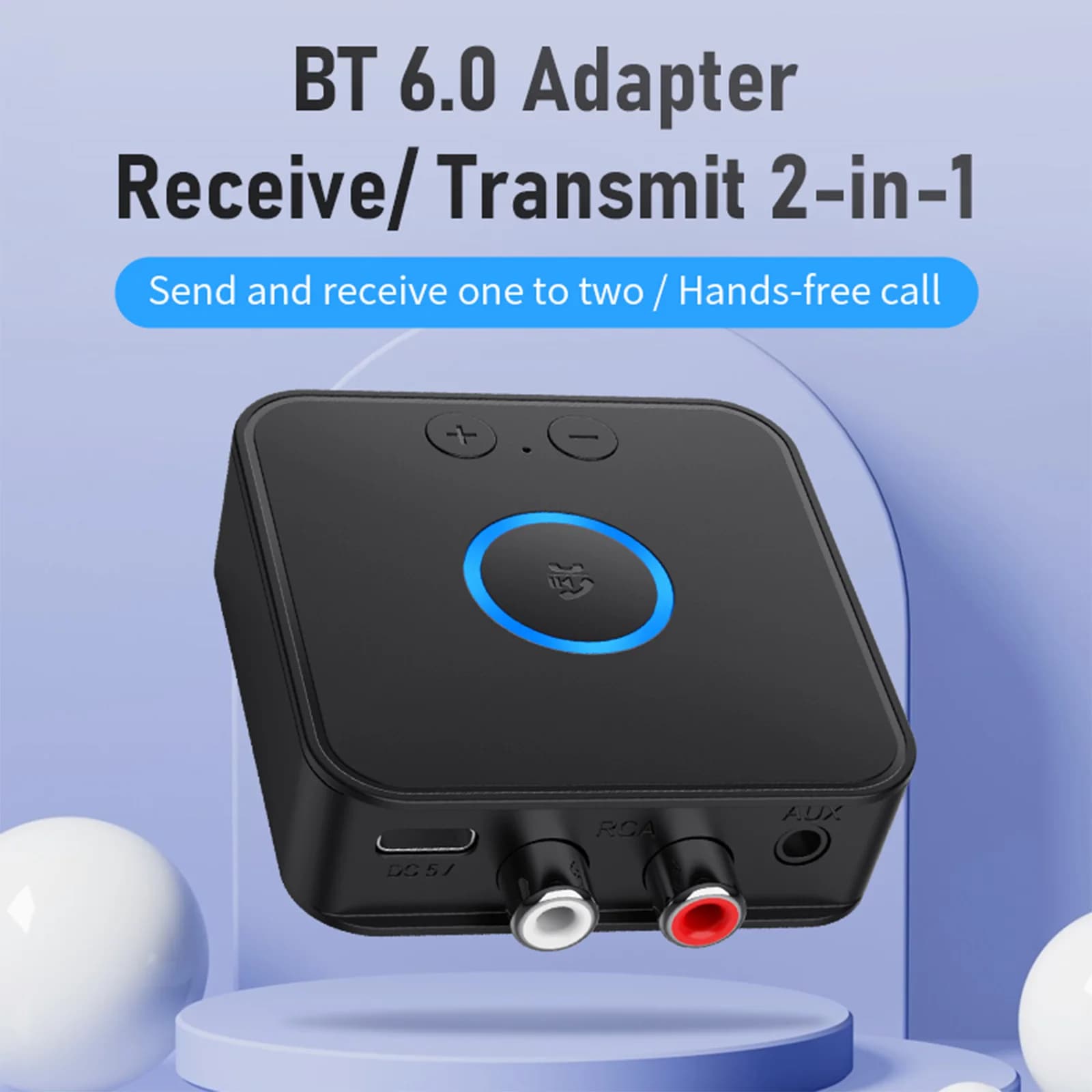 Trasmettitore e Ricevitore Bluetooth 6.0, Adattatore Wireless con Connettori AUX 3.5mm e RCA per Altoparlanti Domestici