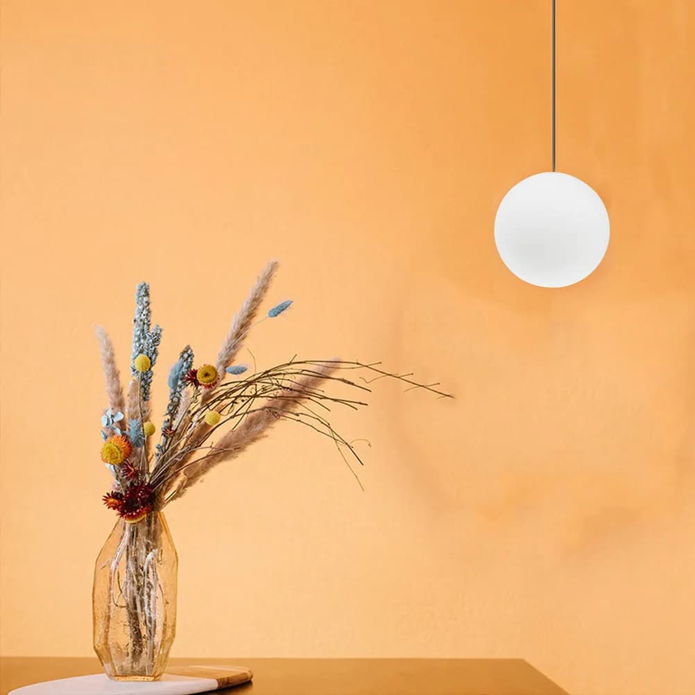 Round Frosted Glass Lamp Shade Replacement Milky White Globe Light Fixture Cover for Living Room Bedroom Dining Area Modern