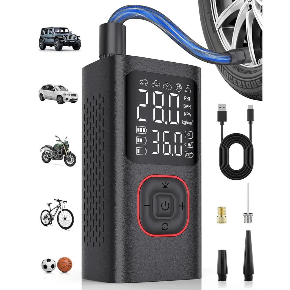 Gonfiatore per pneumatici wireless intelligente Pompa d'aria per auto digitale portatile Pompa per pneumatici multifunzionale per gonfiaggio rapido e uso su veicoli