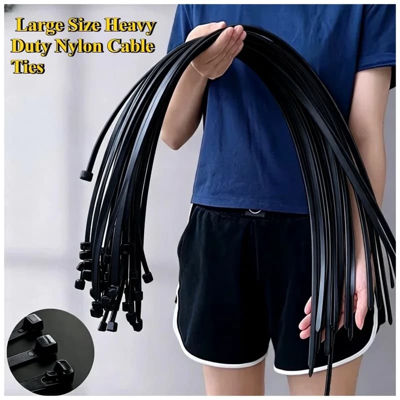 Ultra Long Self-Locking Nylon Cable Ties Heavy Duty 500/100PCS Large Size (50-100cm) Zip Tie Cord Management