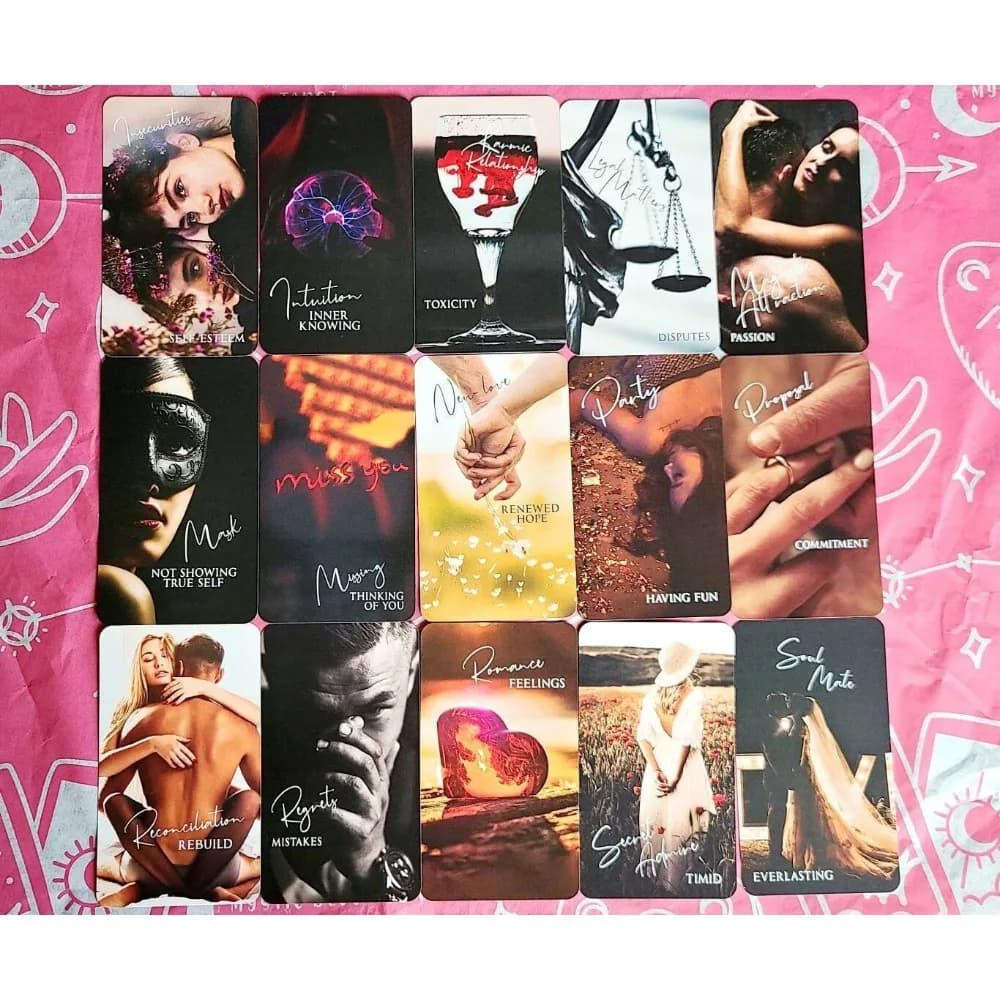 10.3*6 cm Mystic Love Oracle Deck 79 pezzi Carte AMORE ORACLE Mazzo di tarocchi Mazzo di fiamme doppie Messaggi