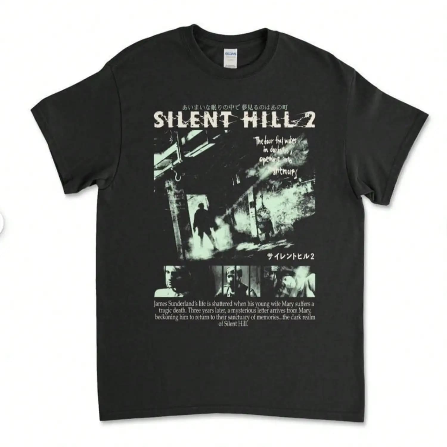 Silent Hill 2 Retro Horror Game Tee Y2K Grunge Graphic T-Shirt Women Dark Aesthetic Spooky Vintage Top