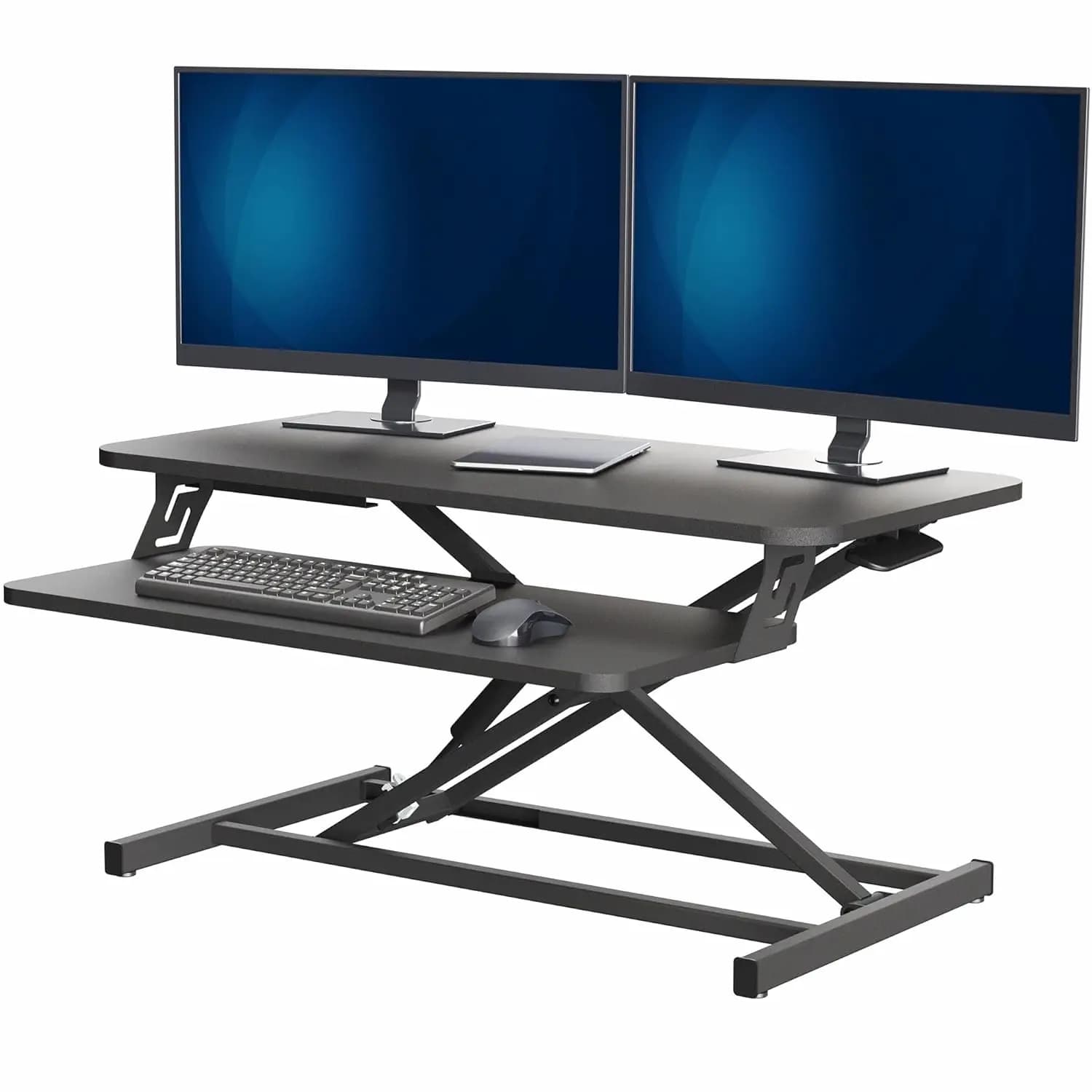 Convertitore per Scrivania Regolabile in Altezza da 32 Pollici, Postazione di Lavoro con Doppio Monitor da Tavolo, Personalizzabile
