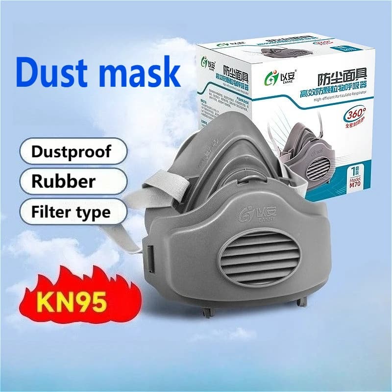 Mezza faccia Maschera antipolvere Respiratore antipolvere Maschera di gomma di sicurezza sul lavoro antipolvere Filtro in cotone per la pulizia della casa Falegname Costruttore Lucidatura