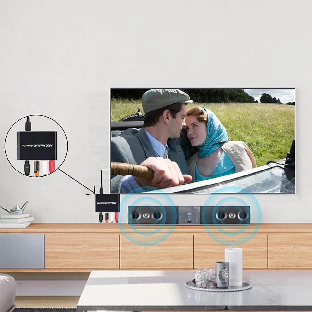 HDMI-Compatible ARC adapter to SPDIF Coaxial L/R Stereo with 3.5mm Jack, Audio Converter for HDTV, Soundbar and Amplifiers