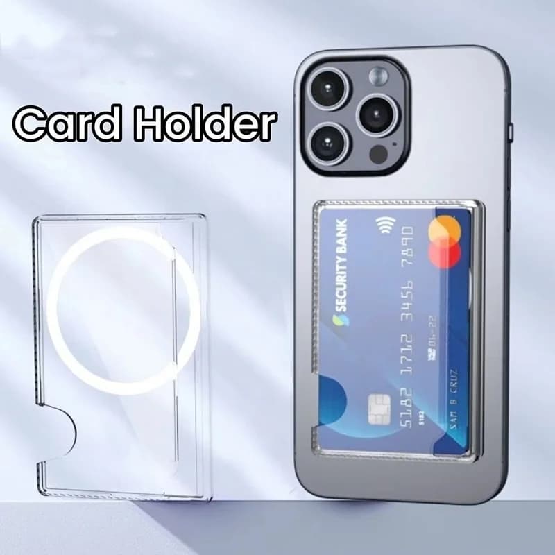 Magnetic Clear Wallet Phone Card Holder Storage Box For Magsafe Strong Adsorption Case Portable Back Card Slots Cover For iPhone