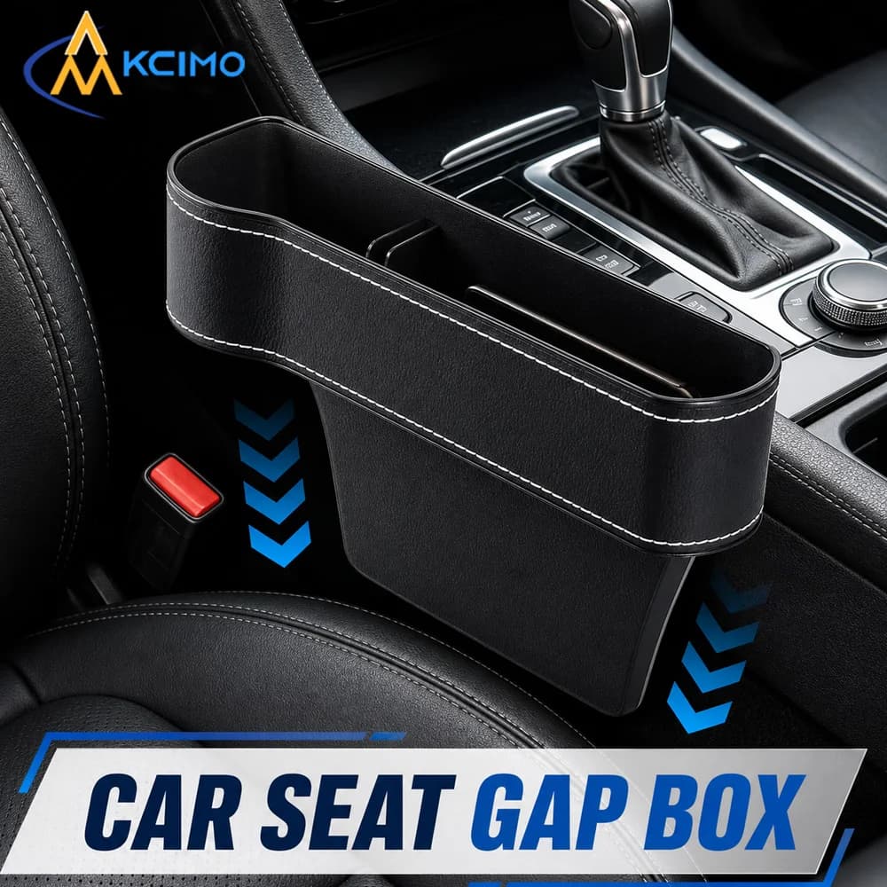 1Pc Premium Leather Car Seat Gap Storage Box Multifunctional Hold Phone Keys Coin Universal Auto Interior Accessories
