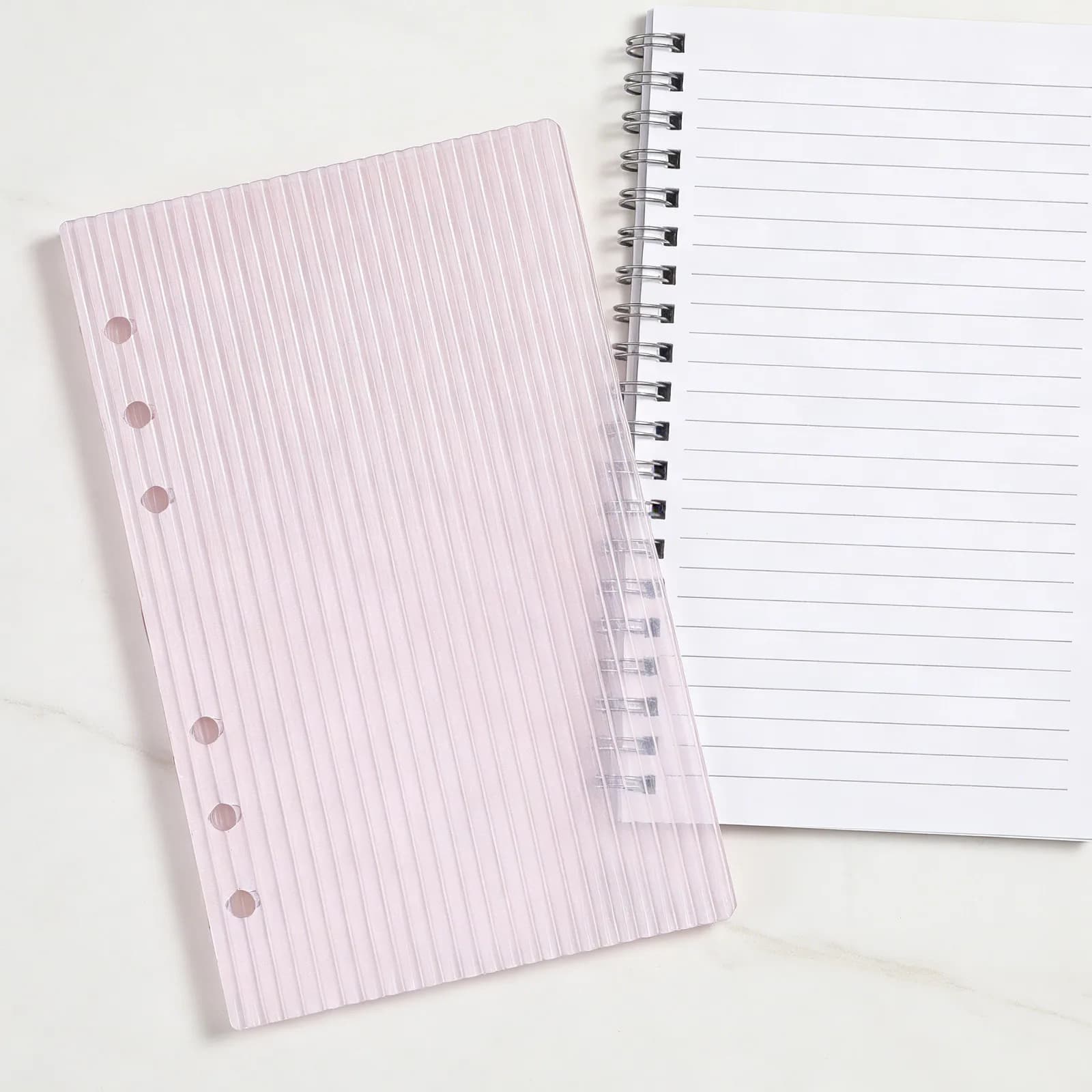 A6 6 Ring Binder Cover Pink Clear Acrylic Notebook Cover Loose Leaf Refillable Planner Shell Diary Binder Organizer School