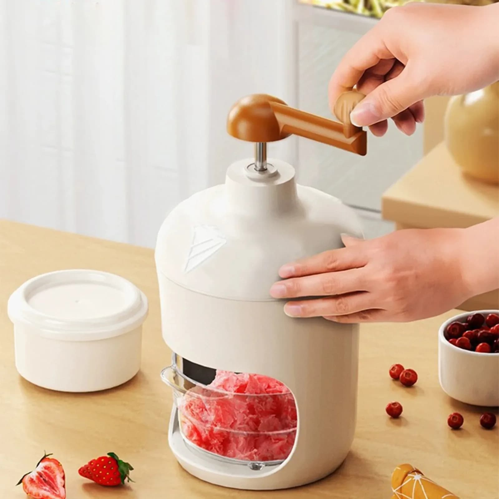 Macchina per Ghiaccio Tritato Manuale con Stampo, Tritaghiaccio Portatile Continuo, Accessori da Cucina per Uso Domestico