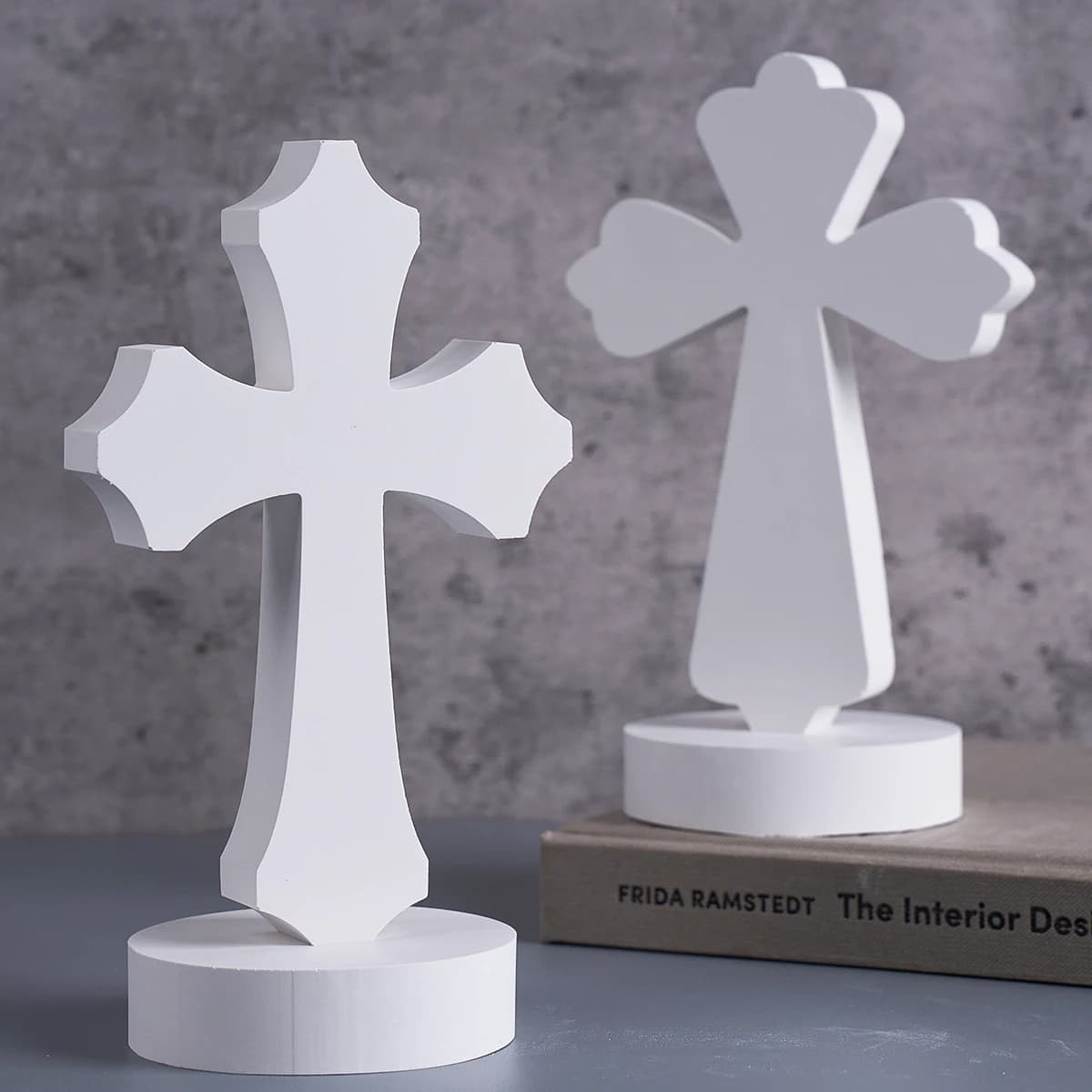3D Cross Silicone Mold Gypsum Concrete Pouring UV Epoxy Resin Mold DIY Cross Sign with Base Handmade Table Ornaments Making Tool