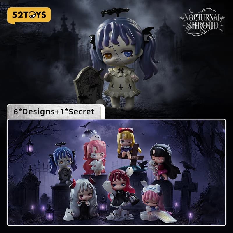 52TOYS Blind Box Lilith-Nocturnal Shroud Kawaii Anime Action Figure Cartoon Model Surprise Box Mystery Box