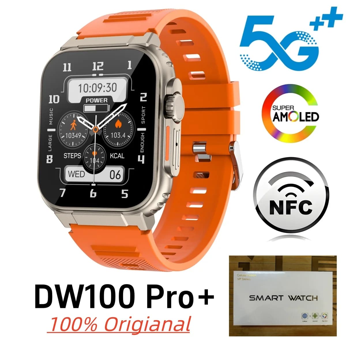 New DW100 Pro + Plus Smartwatch 5G LTE Global Version Smart Watch With Fingerprint Unlocking Facial Recognition Rotary Camera