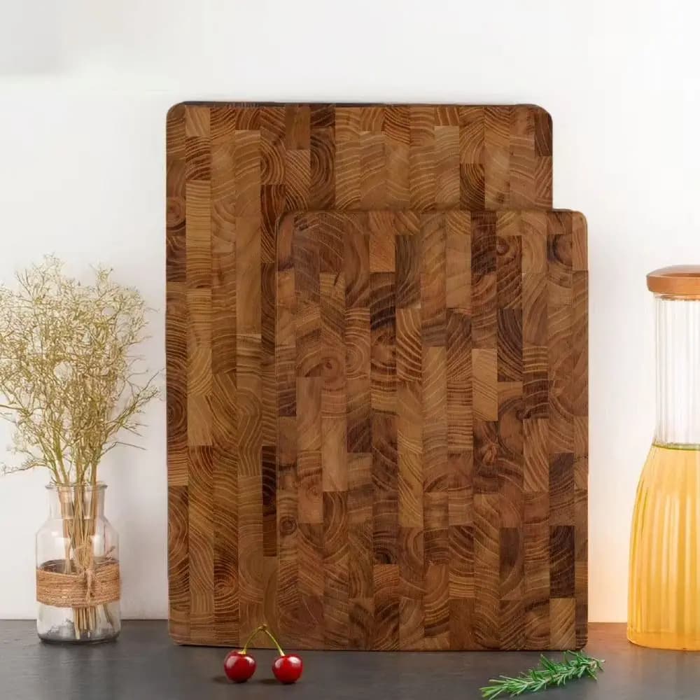 Tagliere in Legno di Teak Spesso a Doppio Lato, Rettangolare, Grande, Antiscivolo, per Ristoranti