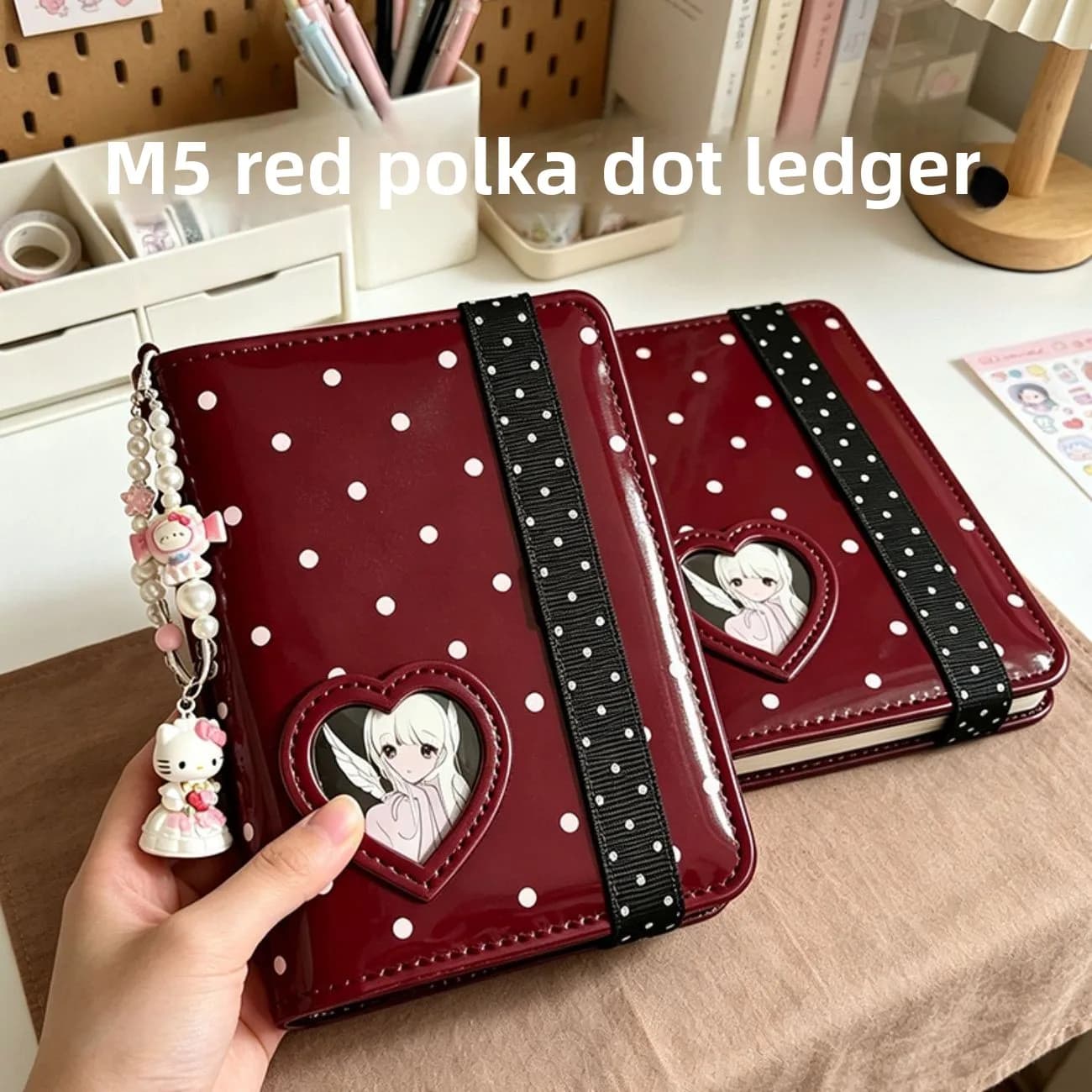 New Polka Dot Red Loose-Leaf Notebook M5 Korean Style Ins High-Value Student Notebook Planner Office Stationery