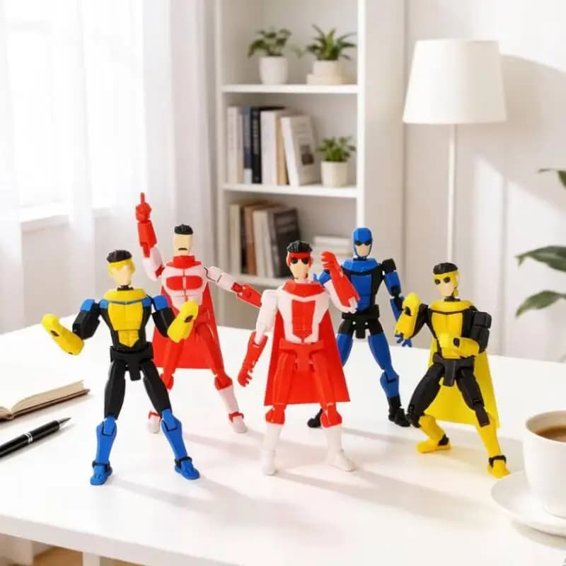 Action Figure Stampata in 3D, Multi-Articolata e Modellabile, Personaggio T13 Blu Mascherato Invincibile, Giocattolo Personalizzabile
