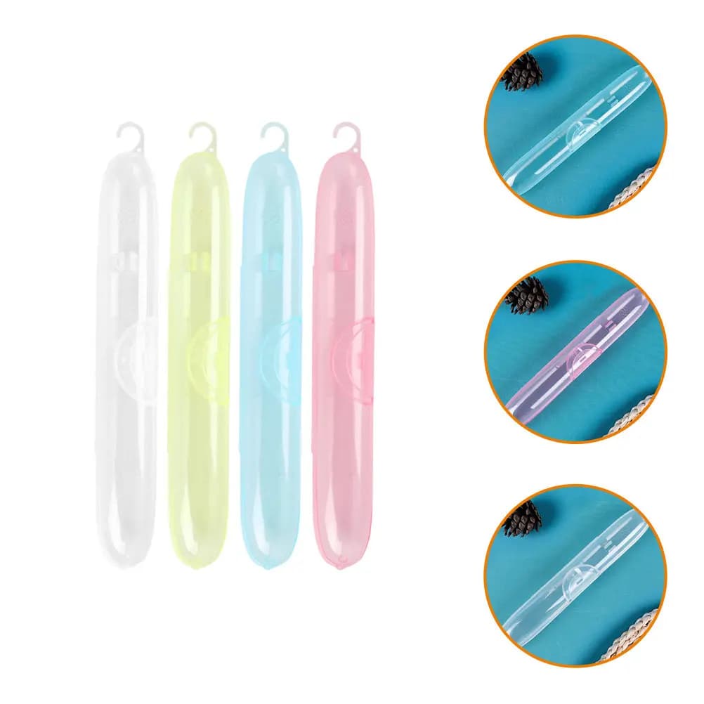 Set di 4 Scatole Porta Spazzolini in Plastica, Custodie da Viaggio Portatili, Organizzatori Protettivi Compatti per Bagno e Dormitorio