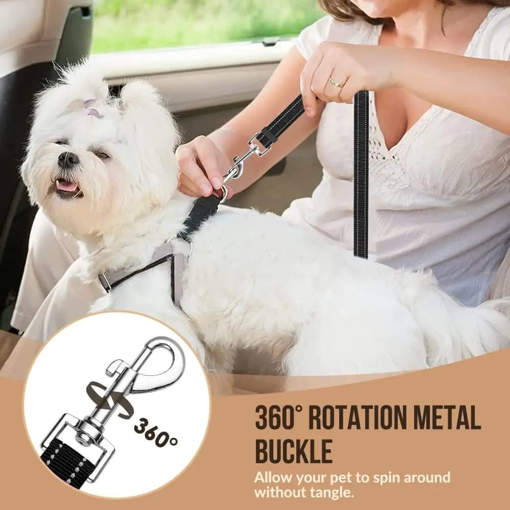 Cintura di Sicurezza per Cani, Guinzaglio per Auto, Imbracatura Regolabile con Elastico Ammortizzante 2in1, Cintura di Contenimento per Animali Domestici