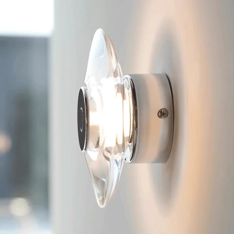 Lampada da comodino moderna rotonda in cristallo Camera da letto Soggiorno Sconce LED italiano Lampade da parete a specchio per corridoio circolare d'arte minimalista