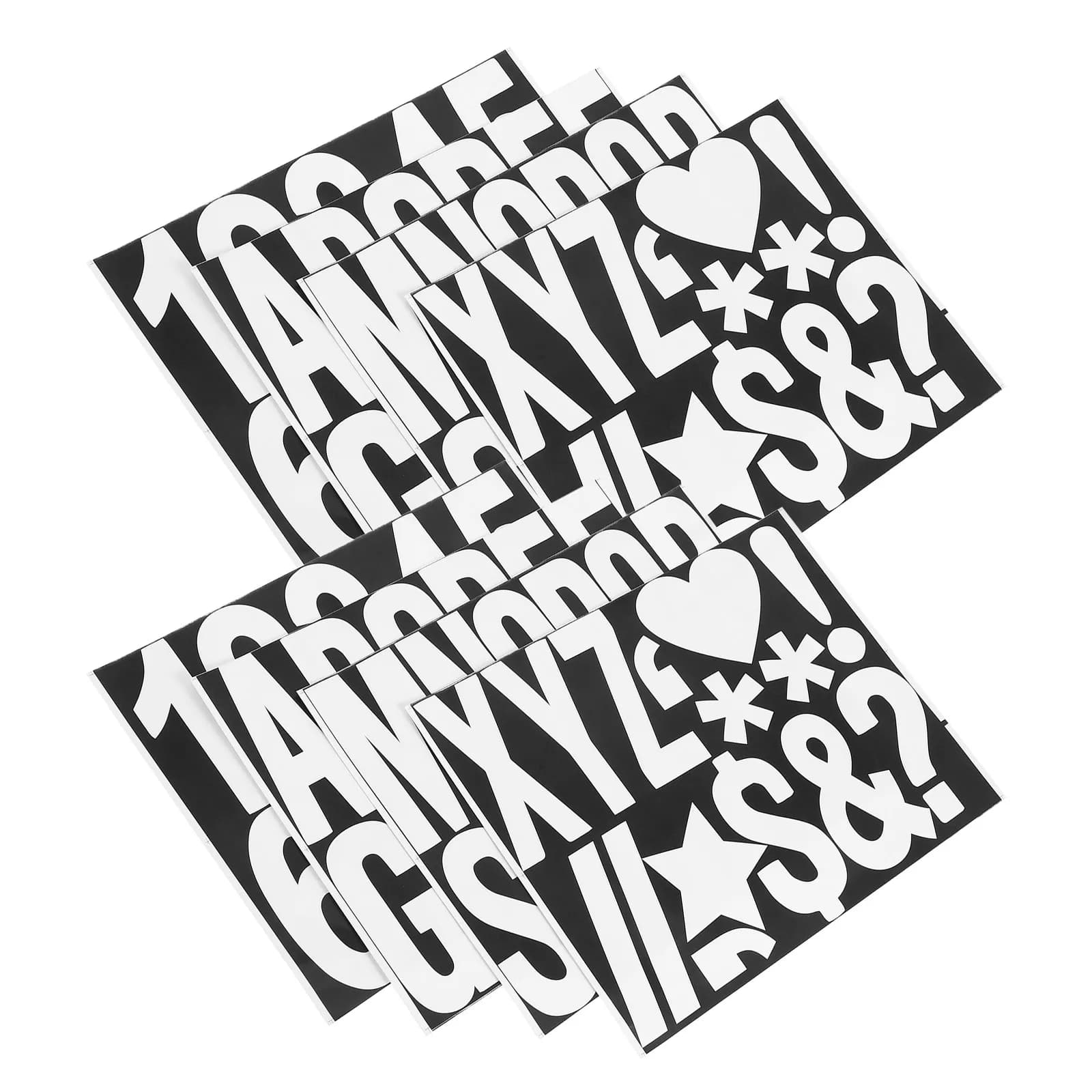 8 fogli di adesivi con lettere e numeri per bidoni della spazzatura, cassette postali, contenitori per il riciclaggio, in PVC, autoadesivi, resistenti alle intemperie, design senza residui