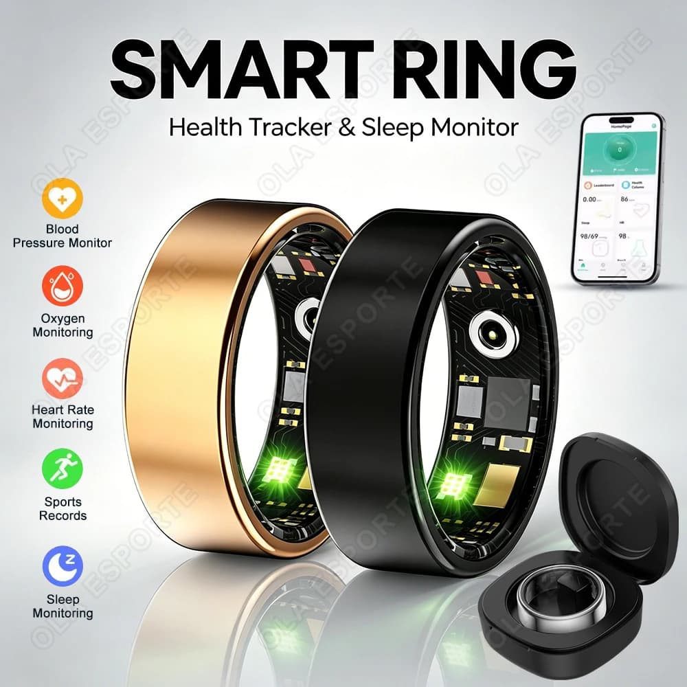 Titanium Alloy Smart Ring, Health Tracker with Blood Pressure/Oxygen/Heart Rate Monitor, Sleep & Sports Tracking, IP68 Waterproo