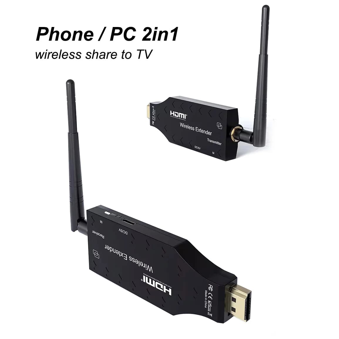 HDMI Wireless 2in1 150M Video Receiver, iPhone Display Adapter, Android Phones, Laptop, TV PC or Monitor
