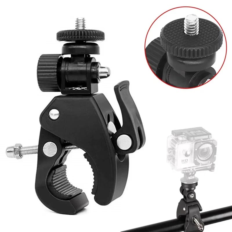 Universal 360 Rotating Clamp With 1/4 DSLR Bike Bicycle Handlebar Clamp Bracket Tripod Mount Screw Clip Action Camerat Accessory