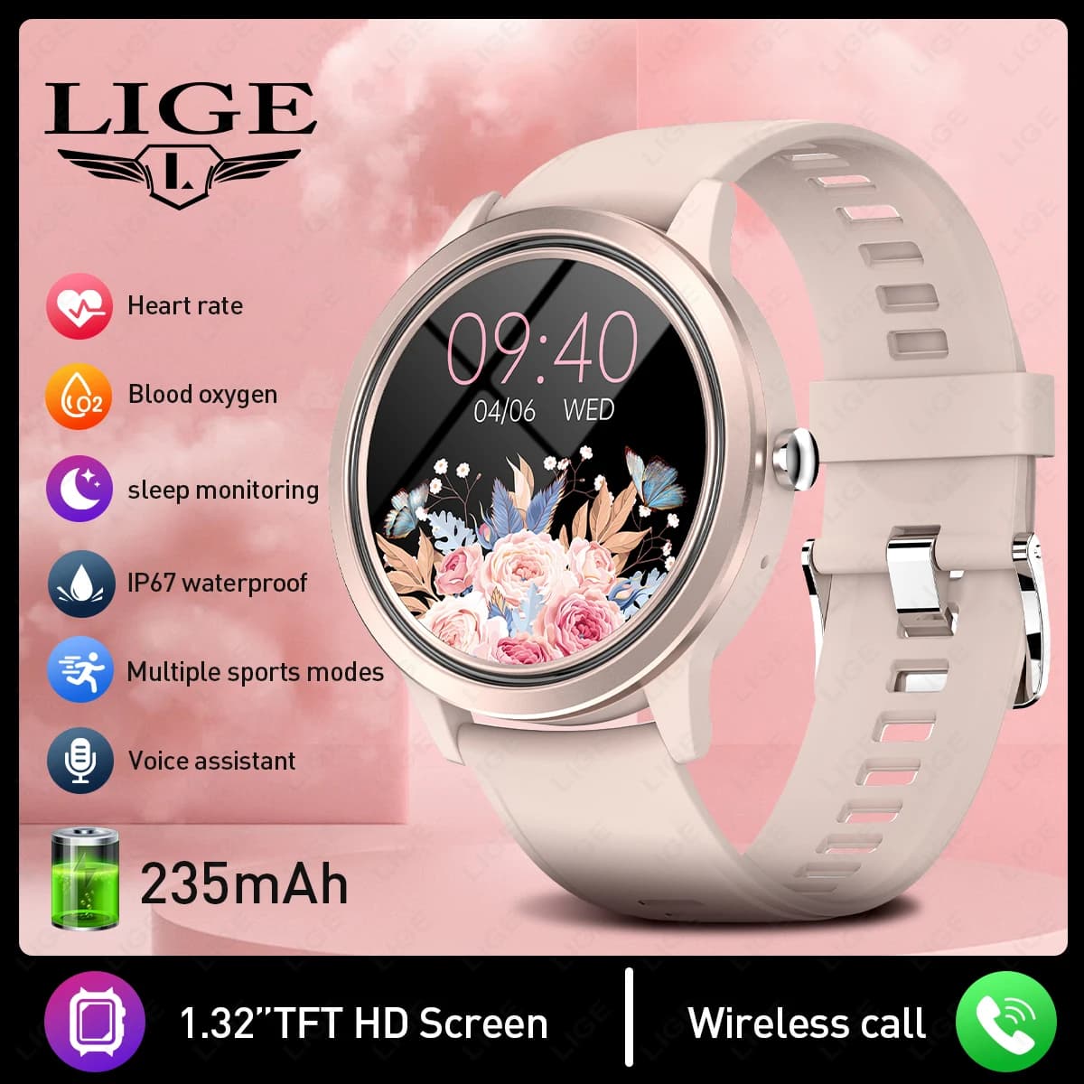 LIGE 2025 New Smart Watch for Men Woman Call Bluetooth Fitness Monitoring Heart Rate Monitor Smartwatch for Android IOS