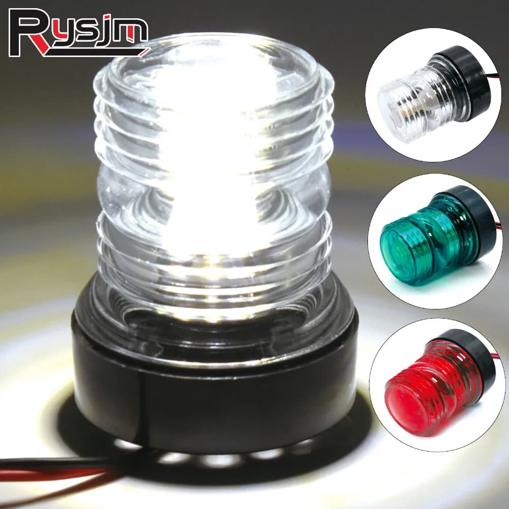 HD Marine Boat Yacht Stern Anchor Verde Rosso Bianco Luce di navigazione a LED Luce di segnalazione per vela per barche impermeabile Tutto rotondo 360 ° 12V